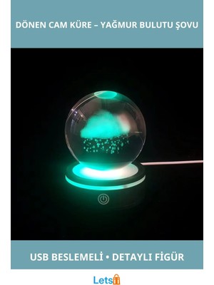 Letsii Usb'li Yağmur Bulutu Tasarımlı Dönen Cam Küre