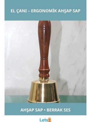 Letsii Ahşap Saplı Pirinç El Çanı Berrak Sesli ve Ergonomik Tasarımlı Aksesuar