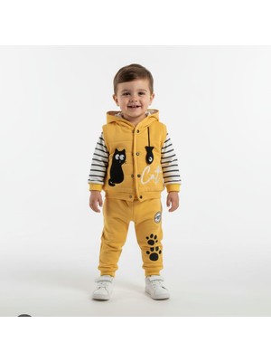 Gigi Giyim Kedi Balık Desenli 3'lü Erkek Çocuk Takım