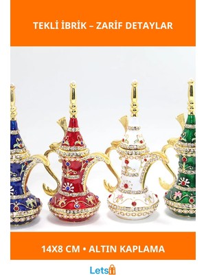 Letsii Swarovski Taşlı Altın Kaplama Tekli Ibrik 14X8 cm