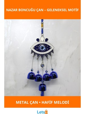 Letsii Metal Nazar Boncuğu Çan Dekoratif Rüzgar Çanı