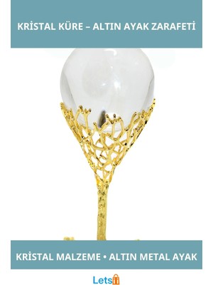 Letsii Altın Metal Tabanlı Şık Dekoratif Kristal Küre
