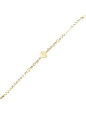 Assos Pırlanta Altın Kalp Figürlü Bileklik - 14K