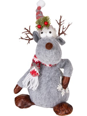 Herdekora Yılbaşı Süsü, Geyik Figürü, Gri - 18X40 cm
