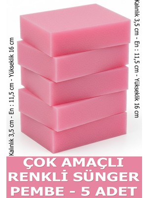 PC Premium Center Çok Amaçlı Renkli Sünger - 5 Adet - Okul Etkinlikleri Için Uygundur - Oto Yıkama Süngeri