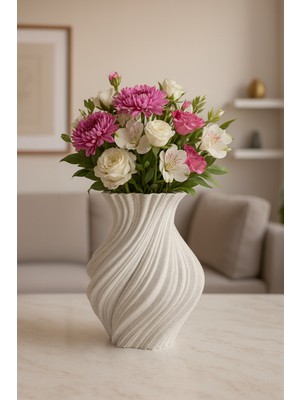 Spiral Tasarımlı Dekoratif Vazo – Modern Minimalist Ev Aksesuarı (Çiçekler Dahil Değildir)