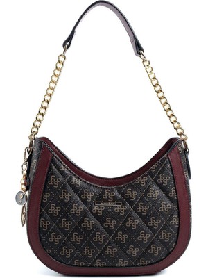 Silver & Polo Kahve Sarı - Bordo SP1168 Kadın Omuz Çantası