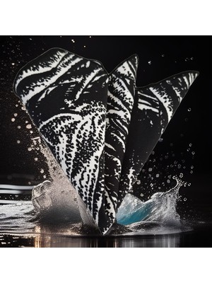 Exve Exclusive Siyah Üzeri Beyaz Ağaç Dali Baskılı Özel Tasarım Cep Aksesuarı Yaka Mendili