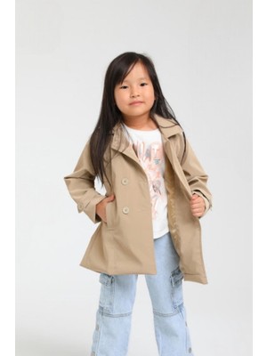 Escabel Kız Çocuk Kemerli Trençkot 3266 Bej