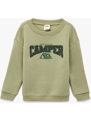 Koton Pamuklu Uzun Kollu Bisiklet Yaka Baskılı Sweatshirt