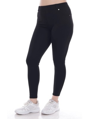 Nodaza Kadın Cep Detaylı Büyük Beden Tayt Pantolon