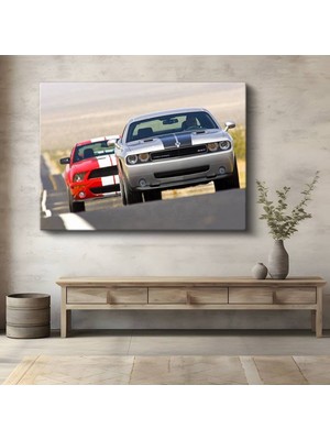 Dodge Challenger Charger Amerikan Kanvas Tablo Muscle Ikilisi Hemi Gücü Tablo