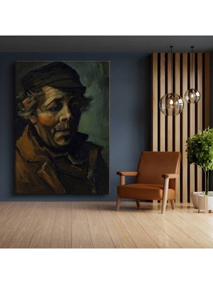 GülsenArt Vincent Van Gogh Şapkalı Otoportre Sanatçı Kanvas Tablo Duvar Tablosu Dekoratif Ressam Tablosu