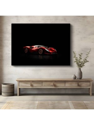 De Tomaso P72 Kırmızı Italyan Kanvas Tablo Süper Otomobil Modena Tablo