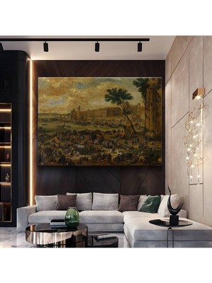 GülsenArt David Teniers Saray Önü Kalabalık Manzara Kanvas Tablo Duvar Tablosu Dekoratif Ressam Tablosu