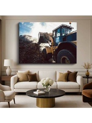 Yükleyici Iş Makinesi Çalışma Kanvas Tablo Sarı Toprak Taşıyıcı Tablo