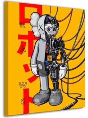 Kaws Robotik Duvar Dekorasyon Hd Dijital Baskı Dikey Kanvas Tablo Işyeri Cafe Dekoru