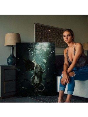 Dekoratif Sea & Women Hd Dijital Baskı Dikey Kanvas Tablo Oturma Odası Ofis Dekoru