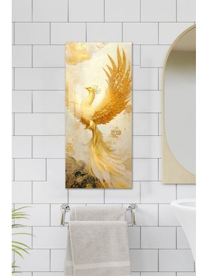KutuTR Altın Anka Kuşu Temalı Temperli Cam Dik Tablo 30X60 cm Ebadında Uv Baskı - DCT051