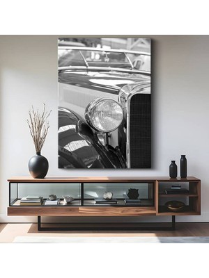 Klasik Otomobil Far Detayı Kanvas Tablo Retro Araç Aydınlatma Sistemi Tablo