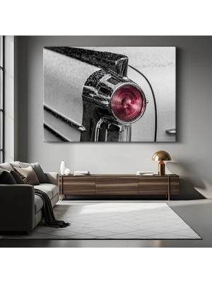 Klasik Otomobil Stop Lambası Kanvas Tablo Vintage Araba Detay Çekimi Tablo