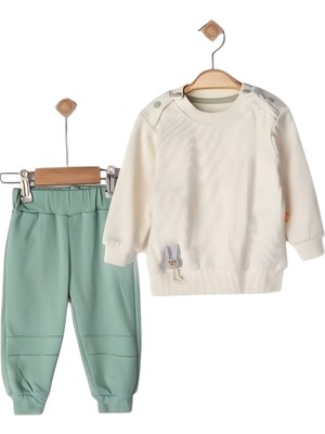 Pandeia Kız Bebek Tavşan Figürlü Ribanalı Takım & 9-24 Ay Omuzdan Düğmeli Alt-Üst Takım