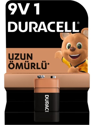 Duracell Alkalin 9V Pil, (6LR61 / MN1604), 1'li Paket 3 Adet