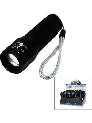 Go İthalat LED Gold Orıon Hıghlıghtıng Aluminum Flashlight Pilli Zoomlu El Feneri Metal Kasa (5332)