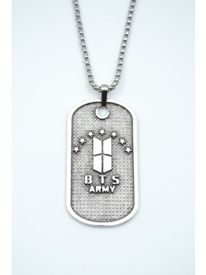 IDR BTS Army Künye Gümüş Kaplama Örme Zincir Kolye