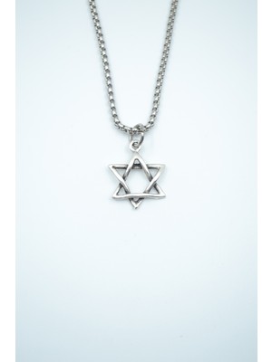 IDR Minimal Pentagram Gümüş Kaplama Örme Zincir Kolye