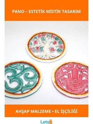 Letsii Estetik Ahşap Duvara Asmalı Rustik Pano Yaşam Ağacı El Figürü