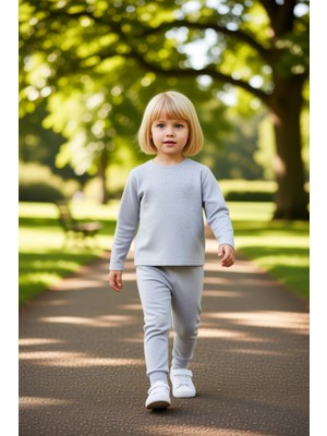 PayBuy Kız Çocuk Rahat Esnek Ribana Detaylı Uzun Kollu Üst ve Tayt Takımı Kaliteli Şık Rahat