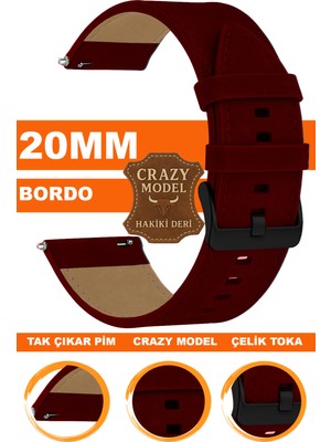  samsung galaxy 4 5 5 pro 6 40mm-42mm-44mm-46mm kasa uyumlu 20mm crazy hakiki deri saat kordonu kayışı l10hwc-bordo-black