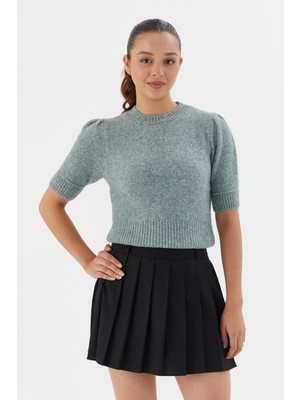 Shopping Shop Kısa Balon Kol Triko Bluz Yesıl