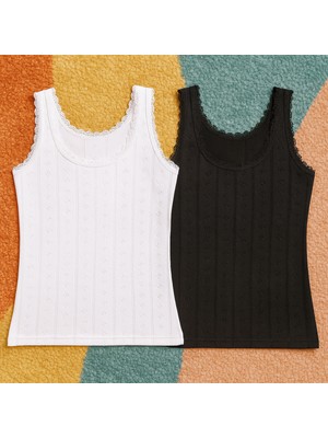 Alissa Kadın %100 Pamuklu Jakarlı Yumuşak Kumaş Kalın Askılı 2'li Atlet Wİ3K13LK5E.2L