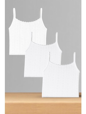 Alissa Kadın %100 Pamuklu Jakarlı Yumuşak Kumaş Ekru Ip Askılı 3'lü Atlet Wİ3K13LK4E.3L