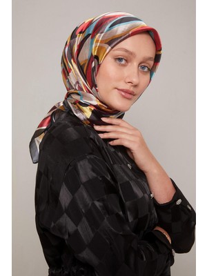 Levidor Siyah-Gold Çiçek Desen Kristal Eşarp