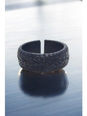 Renery Mat Siyah Ayarlanabilir Yüzük Soyulmaz Kararmaz Alyans