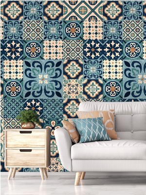 Dreamwall Duvar Kağıdı Çini Desenli Silinebilir Sağlık Dostu Tekstil En x Boy