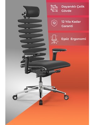 Metta Equalizer Ergonomik Deri Yönetici Koltuğu / Ofis Sandalyesi - 55.F.28.13A Beyaz