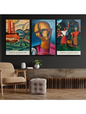 3'lü Set Kanvas Duvar Tablosu Hd Dijital Baskı Dikey Canvas Tablo Boho Klasik Modern Eu 211