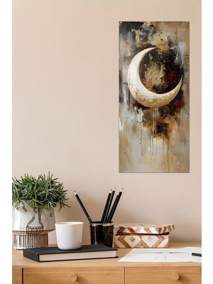 KutuTR Ay Figürlü Temperli Cam Dik Tablo 30X60 cm Uv Baskı- DCT075