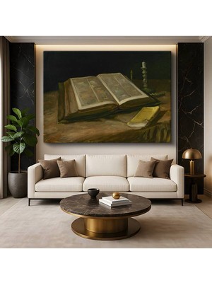 Vincent Van Gogh Açık Kitap Natürmort Resmi Kanvas Tablo Duvar Tablosu Dekoratif Ressam Tablosu