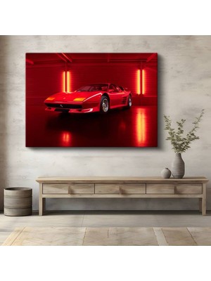 GülsenArt Ferrari Testarossa Italyan Klasik Kanvas Tablo Maranello Süper Otomobil Tablo