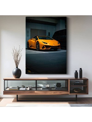 Lamborghini Huracan Turuncu Süper Araba Kanvas Tablo Italyan Spor Otomobil Tablo