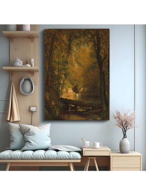 GülsenArt Albert Bierstadt Sonbahar Orman Renkleri Kanvas Tablo Duvar Tablosu Dekoratif Ressam Tablosu