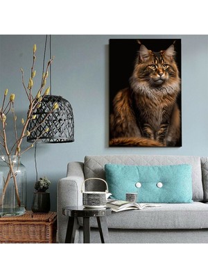 Maine Coon Kedi Hd Baskı Kanvas Tablo Hd Dijital Baskı Dikey Kanvas TABLO421