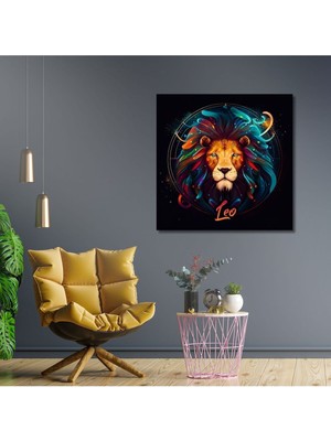Gaagart Tekli Kare Kanvas Astroloji ve Burç Tablosu Aslan Burcu 40 x 40 GARTNM8218