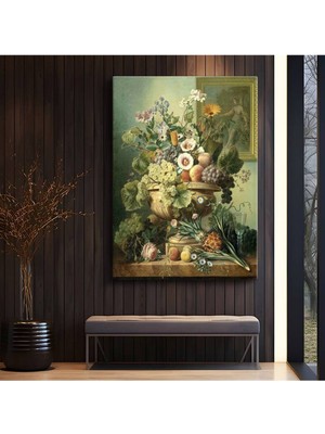 Jan Davidsz De Heem Meyve Çiçek Natürmort Sanatı Kanvas Tablo Duvar Tablosu Dekoratif Ressam Tablosu