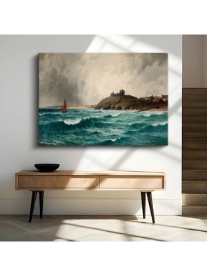 William Turner Fırtınalı Deniz Kale Manzarası Kanvas Tablo Duvar Tablosu Dekoratif Ressam Tablosu
